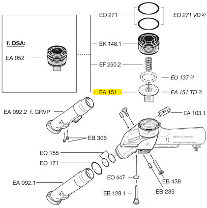 Схема установки мембраны EA 151 (Elaflex)