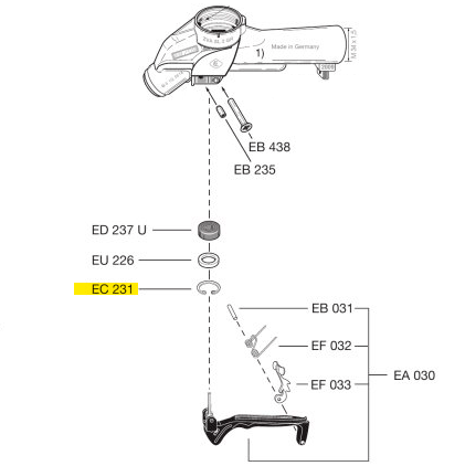 Схема установки стопорного кольца EС 231 (Elaflex)