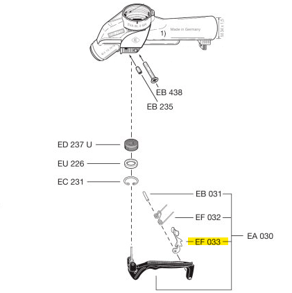 Схема установки фиксатора рычага EF 033 (Elaflex)