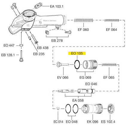Схема установки уплотнительного кольца EO 105 (Elaflex)