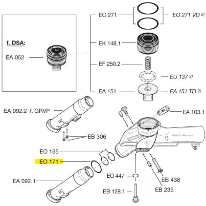 Схема установки кольца EO 171 (Elaflex)